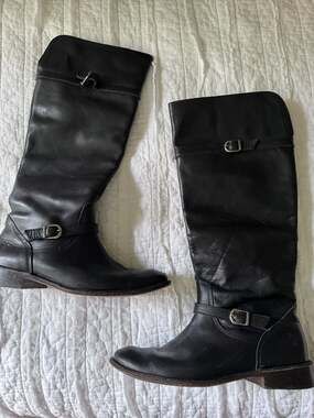 Frye Shirley Tall Black Leather Riding Boots Style 77745 Size 7.5